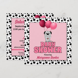 Invitation Thème de Chien de Dalmatie rose pour Baby shower f