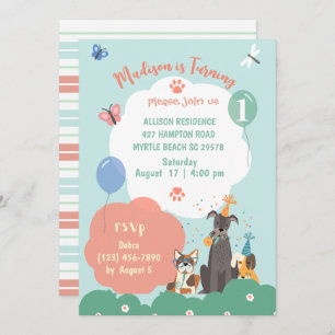 Invitation Thème de chien fête d'anniversaire
