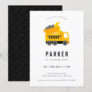 Invitation Thème de construction de camions de pompage Invita