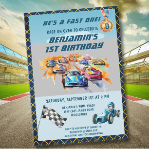 Invitation Thème de course automobile pour garçon pour un 1er