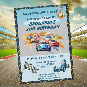 Invitation Thème de course automobile pour garçon pour un 2èm