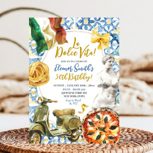Invitation Thème de dîner italien La Dolce Vita pour annivers