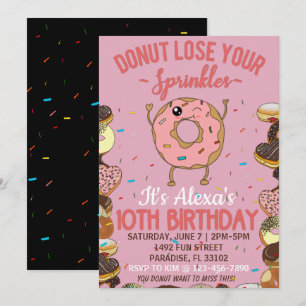 Invitation Thème de donut pour les 10 ans d'anniversaire Fill