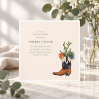Thème de douche nuptiale aquarelle Cowgirl Cactus