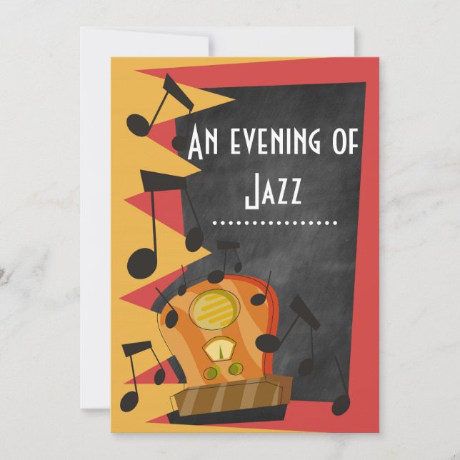 Invitation Thème de fête Chalkboard Jazz Blues (Devant)