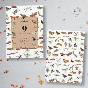 Invitation Thème de fête d'anniversaire de l'insecte Vintage