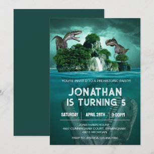 Invitation Thème de fête d'anniversaire Dinosaure T rex