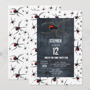 Invitation Thème de fête d'anniversaire Red & Black Spider