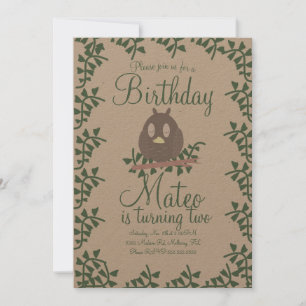 Invitation Thème de fête d'anniversaire rustique avec verdure