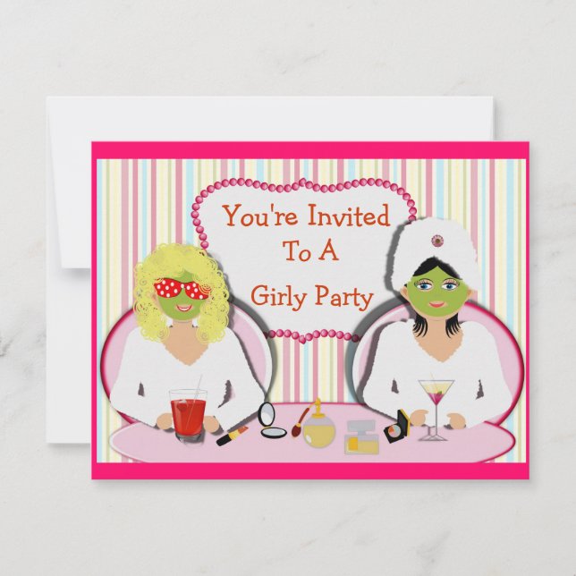 Invitation Thème de fête de détente pour filles amusantes (Devant)