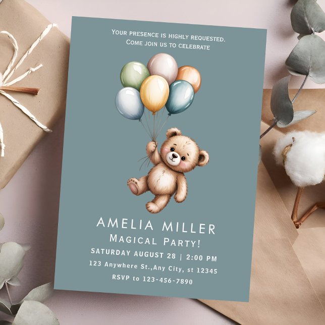 Invitation Thème de fête de l'ours doux (Créateur téléchargé)