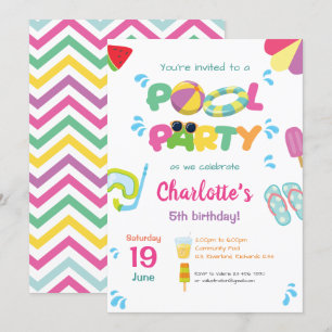 Invitation Thème de fête de piscine