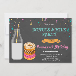 Invitation Thème de fête Donuts lait