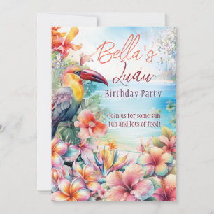 Invitation Thème de fête luau de plage tropicale d'été