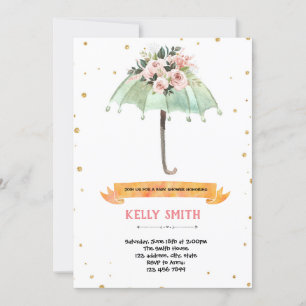 Invitation Thème de fête prénatale parapluie pour bébé