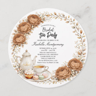 Invitation Thème de fête prénuptiale Mocha Palette Tea Party