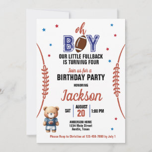 Invitation Thème de football Oh Boy pour anniversaire tout âg
