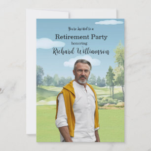 Invitation Thème de golf aquarelle photo unique 