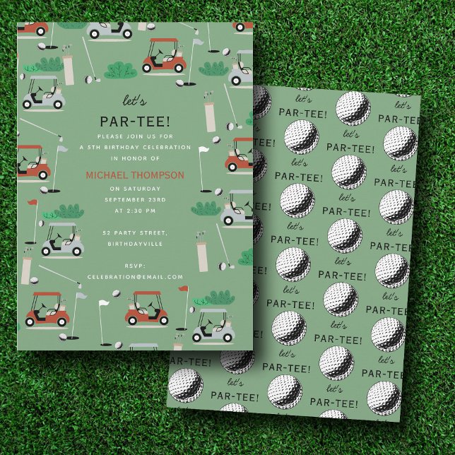Invitation Thème de golf Par-Tee Fête d'anniversaire (Let's Par-Tee Golf Theme Birthday Party Invitation)