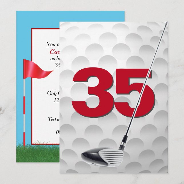 Invitation Thème de golf pour la fête des 35 ans (Devant / Derrière)