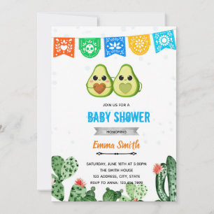 Invitation thème de la douche bleue de l'Avocado fiesta