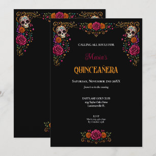 Invitation Thème de la fête des crânes de sucre pour Quincean