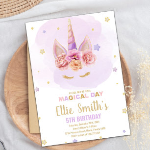 Invitation Thème de la Fête Magique Sparkle pour les filles