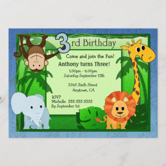 Invitation Thème de la jungle 3ème anniversaire