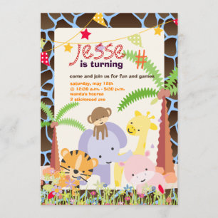 Invitation Thème de la jungle/Couleur personnalisée de la fêt