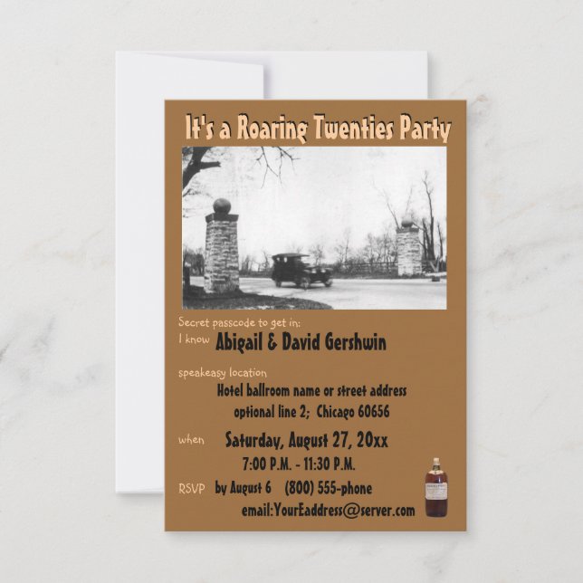 Invitation Thème de la prohibition des ruines des années 20 (Devant)