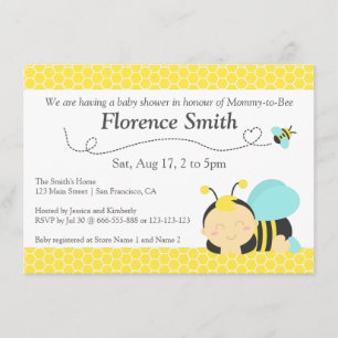 Invitation Thème de l'abeille à miel mignon, Baby Shower garç