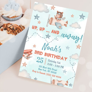 Invitation Thème de l'avion de Cute Boy 3ème fête d'anniversa