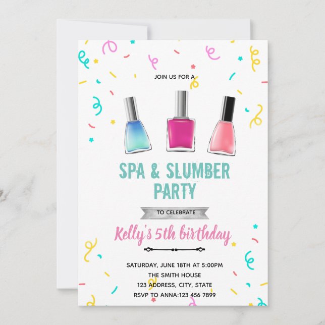 Invitation Thème de manucure et de pédicure de spa mignon (Devant)