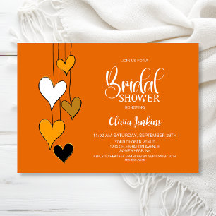 Invitation Thème de mariage avec cœur orange pour la fête de 