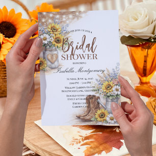 Invitation Thème de mariage champêtre avec tournesols rustiqu
