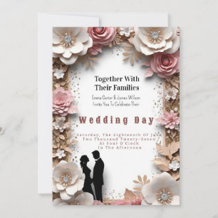 Invitation 🌸 Thème de mariage de printemps floral pêche 💍
