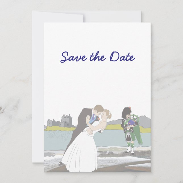 Invitation Thème de mariage écossais, celtique, Save the Date (Devant)
