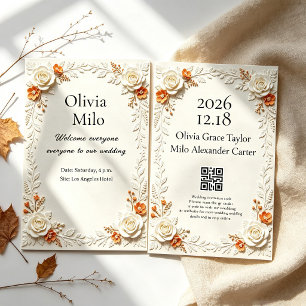 Invitation Thème de mariage Fleur d'Automne