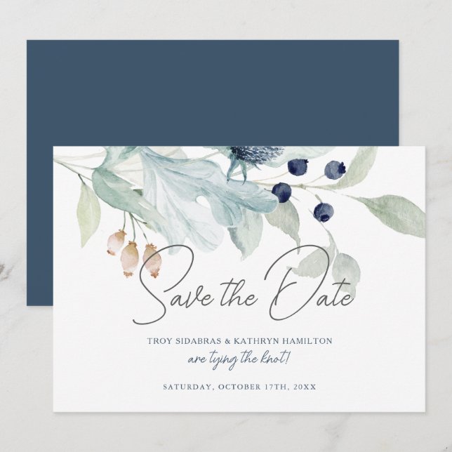 Invitation Thème de mariage hivernal élégant Enregistrer la d (Devant / Derrière)