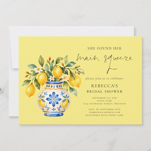Invitation Thème de mariage Main Squeeze Lemon (Devant)