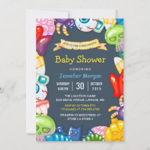 Invitation Thème de Monstres Halloween Baby shower mignon