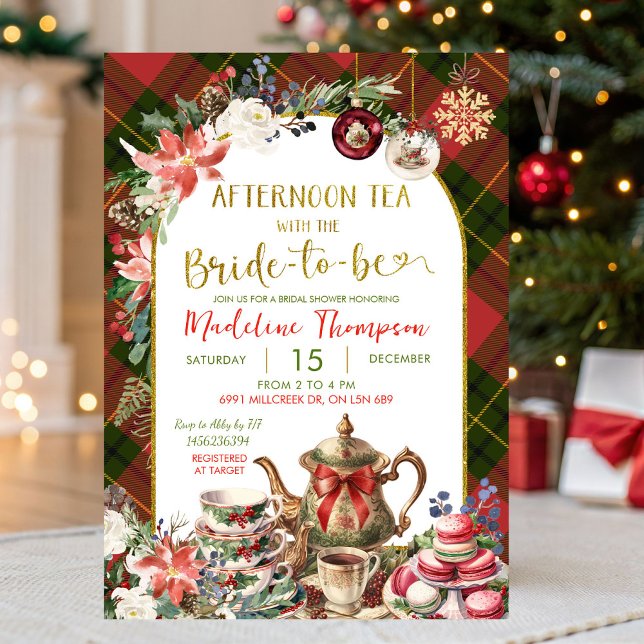 Invitation Thème de Noël Après-midi Tea Party Fête des mariée (Créateur téléchargé)