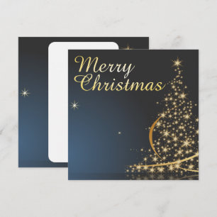 Invitation Thème de Noël bleu avec arbre de Noël doré