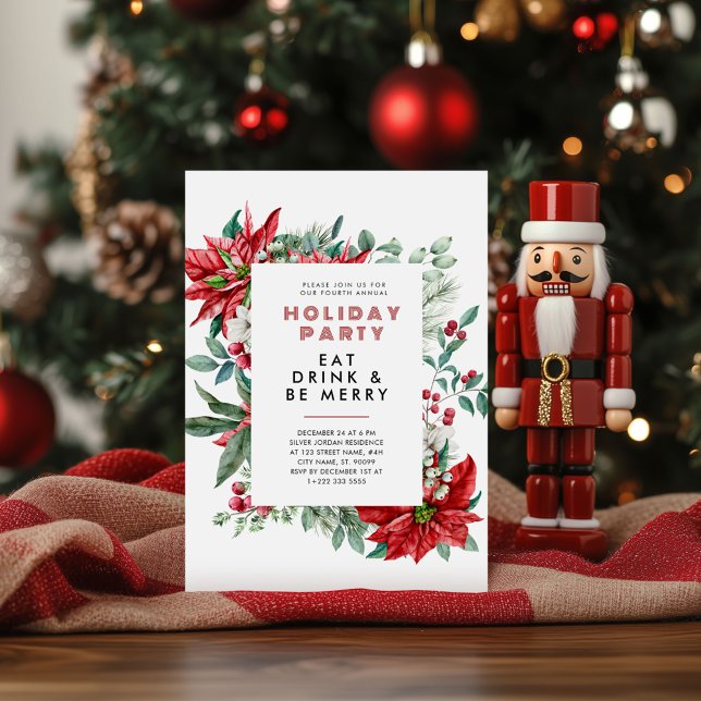 Invitation Thème de Noël festif Poinsettia Frame Party (Créateur téléchargé)