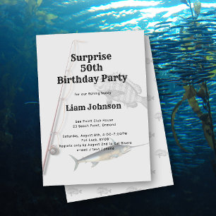 Invitation Thème de pêche Fête d'anniversaire masculin adulte