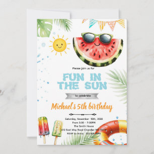 Invitation thème de piscine plaisir au soleil