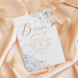 Invitation Thème de plage hivernale pour une fête d'anniversa