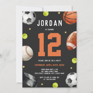 Invitation Thème de sports modernes pour fête d'anniversaire