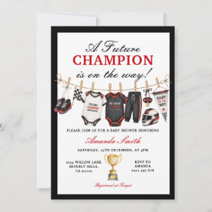 Invitation Thème de voiture de course pour bébé futur champio