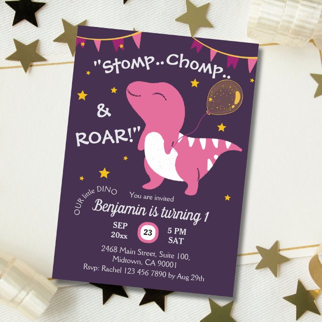 Invitation Thème dinosaure pour Stomp, Chomp & Roar ! 1er ann (Créateur téléchargé)